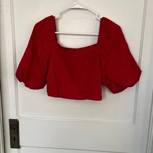 Red Puff Sleeve Women's Top mi ami